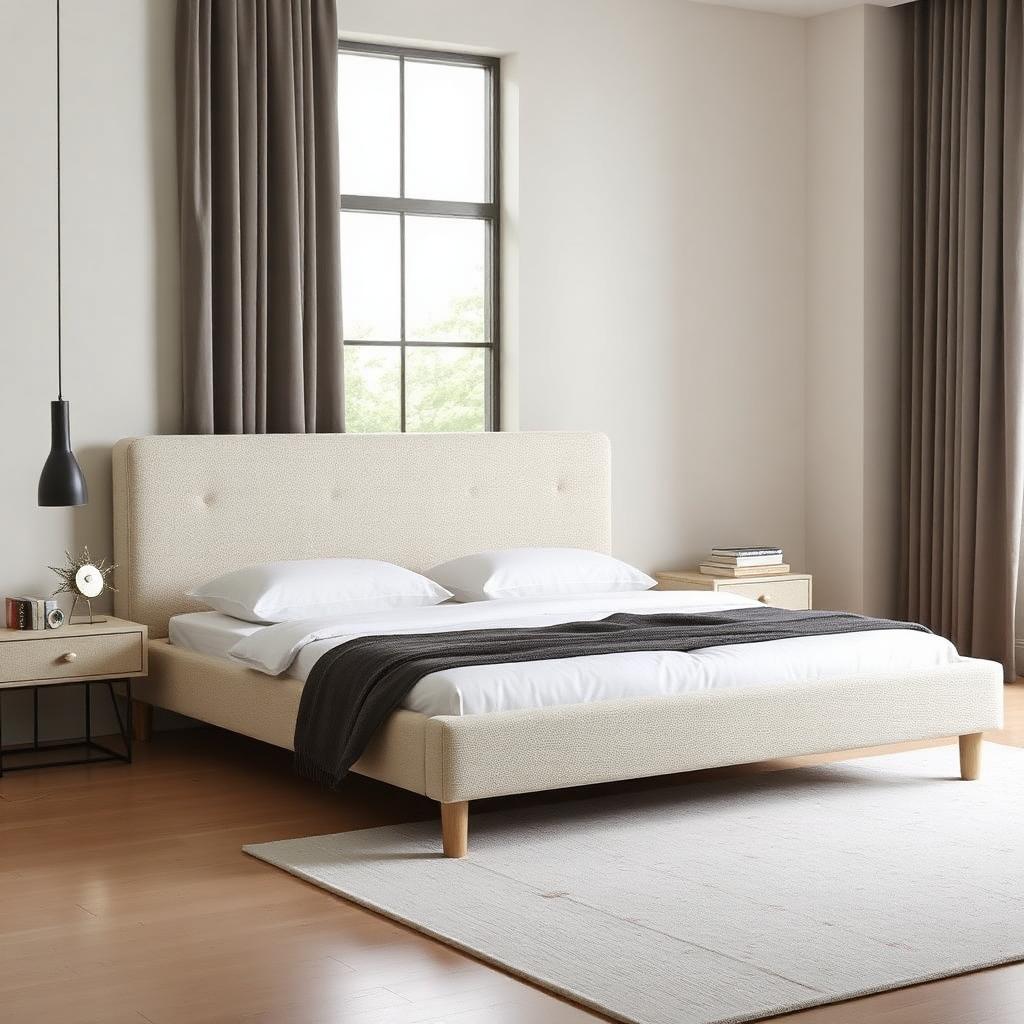 Boucle Curved King Bed