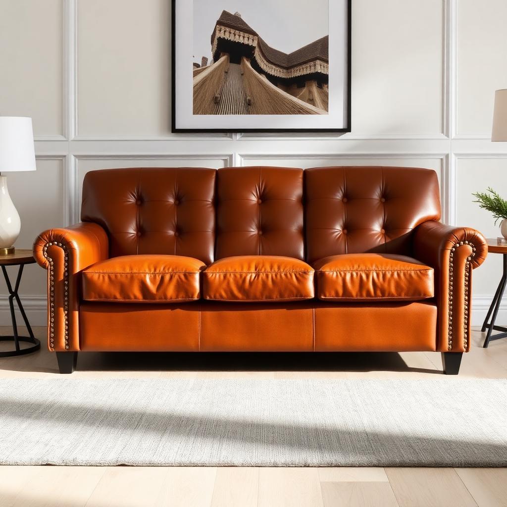 Cognac Leather Classic Couch