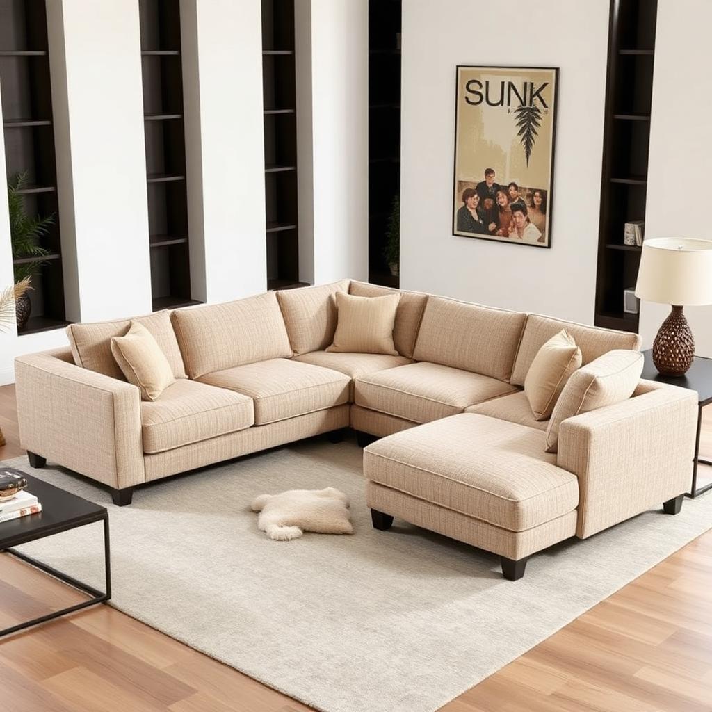 Sandstone L-Shape Sectional Couch